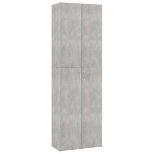 Armoire De Bureau - Rangement Bureau - Meuble Bureau Gris Béton 60x32x190 Cm Bois D'ingénierie