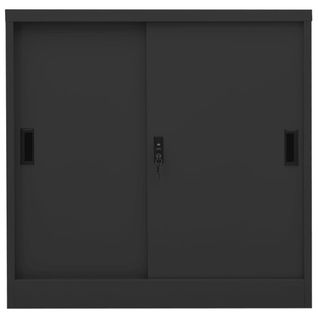 Armoire De Bureau - Rangement Bureau Porte Coulissante Anthracite 90x40x90cm Acier