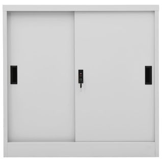 Armoire De Bureau - Rangement Bureau Porte Coulissante Gris Clair 90x40x90cm Acier