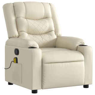 Fauteuil Relax - Fauteuil Inclinable - Fauteuil De Relaxation Crème Similicuir We153