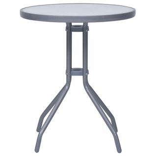 Table De Jardin - Table D'extérieur Gris Clair 60 Cm Acier Et Verre