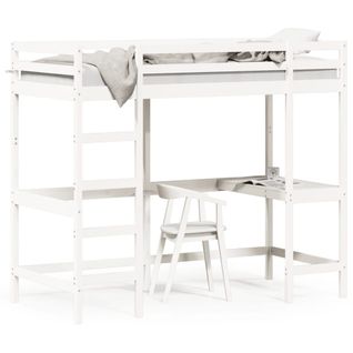 Lit Mezzanine - Lit Enfant Sans Matelas Blanc 90x190 Cm Bois De Pin Massif