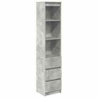 Buffet Haut - Meuble De Rangement Gris Béton 37,5x35x180 Cm Bois D'ingénierie Bf629