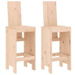 Lot De 2 Tabourets De Bar - Chaises De Bar 40x42x120 Cm Bois Massif De Pin Ta51
