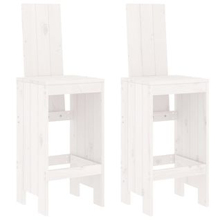 Lot De 2 Tabourets De Bar - Chaises De Bar Blanc 40x42x120 Cm Bois Massif De Pin Ta92