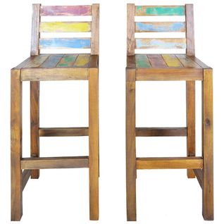 Lot De 2 Tabourets De Bar - Chaises De Bar Bois Massif De Récupération Ta151
