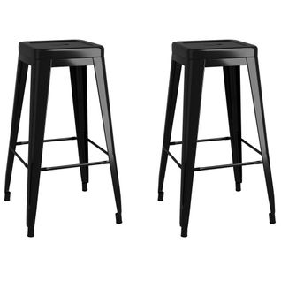 Lot De 2 Tabourets De Bar - Chaises De Bar Empilables Noir Métal Ta190