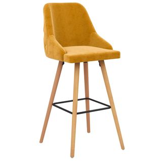 Lot De 2 Tabourets De Bar - Chaises De Bar Jaune Velours Ta271