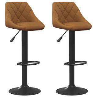 Lot De 2 Tabourets De Bar - Chaises De Bar Marron Velours Ta299