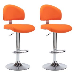 Lot De 2 Tabourets De Bar - Chaises De Bar Orange Similicuir Ta349