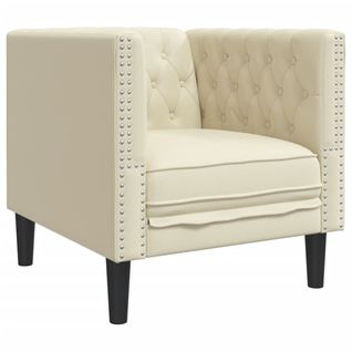 Fauteuil Fixe - Fauteuil De Salon Chesterfield Crème Similicuir