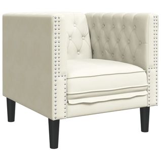 Fauteuil Fixe - Fauteuil De Salon Chesterfield Crème Velours
