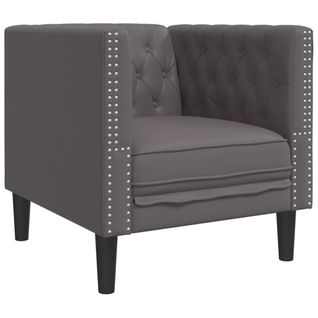 Fauteuil Fixe - Fauteuil De Salon Chesterfield Gris Similicuir