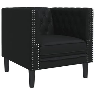 Fauteuil Fixe - Fauteuil De Salon Chesterfield Noir Similicuir