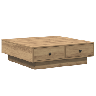 Table Basse Table De Salon - Chêne Artisan Placage, Mdf 90 X 90 X 28 Cm Rangement Z752