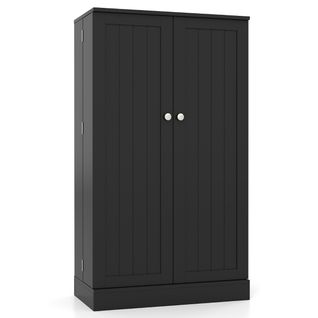 Buffet Cuisine Armoire De Cuisine Avec Portes et Étagères Réglables Kit Anti-basculement Noir
