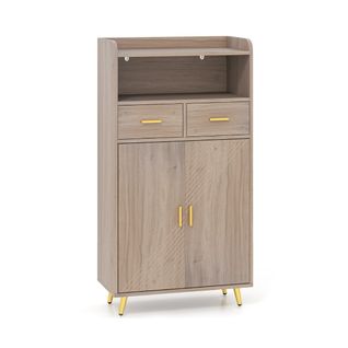 Buffet De Cuisine Armoire De Garde-manger Avec Portes 2 Tiroirs Étagère Réglable 60x30x113cm Gris