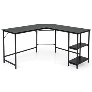 Bureau Gamer Bureau Gaming Bureau D'angle Structure En Acier 138 X 50 X 75 Cm Noir