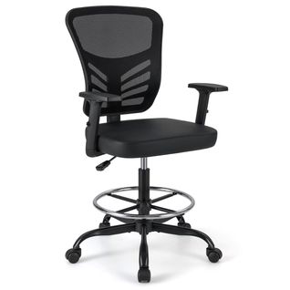 Chaise De Bureau Ergonomique Fauteuil Pivotant Avec Accoudoirs Relevables 66x66x104-125 Cm Noir