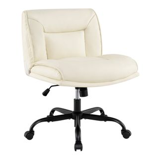 Chaise De Bureau Pivotante Fauteuil De Bureau Cuir Artificiel Hauteur Réglable Beige
