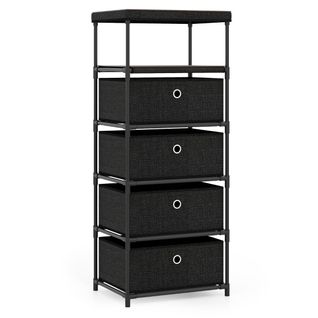 Meuble De Rangement 4 Tiroirs Industriel Structure En Métal 40 X 30 X 99,5 Cm Noir