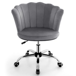 Fauteuil De Bureau à Roulettes Chaise De Bureau Velours Hauteur Réglable 69 X 64 X 74-82 Cm Gris