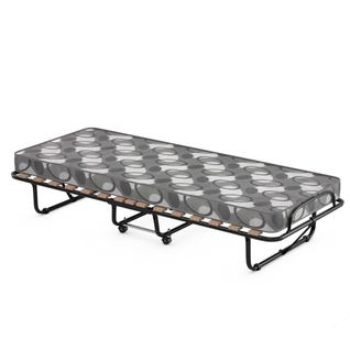 Lit Pliant Lit D'appoint Sur Roulettes 80 X 190 Cm Avec Matelas Noir+gris
