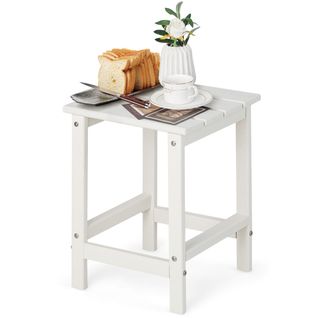 Table Basse De Jardin Table Extérieure Hdpe 36x36x47cm Anti-uv Blanc