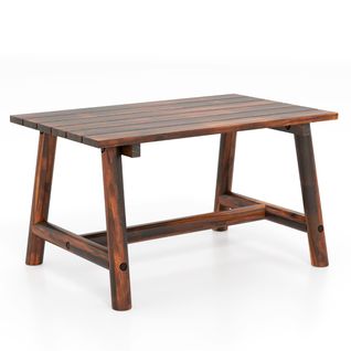 Table Basse D'extérieur En Bois Massif Avec Plateau à Lattes Table D'appoint Rectangulaire Marron