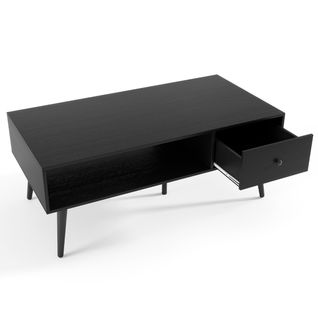 Table Basse Industrielle 109 X 55 X 44,5 Cm Avec 1 Tiroir Et Etagère Cadre En Métal Noir