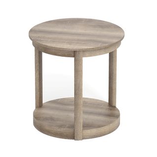 Table Basse Ronde Bout De Canapé à 2 Niveaux Bois 60,5 X 61 Cm Gris