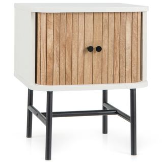 Table De Chevet Table De Nuit Moderne Avec Portes Compacte 40 X 39 X 49 Cm Blanc