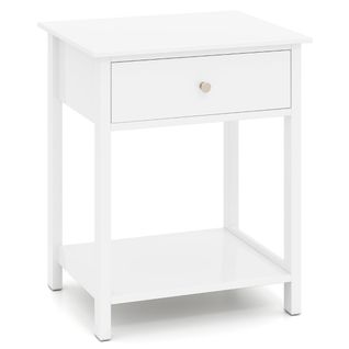 Table De Chevet Table De Nuit Multifonctionnelle Avec Tiroir 48 X 40 X 58 Cm Bois Blanc