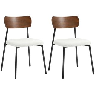 Lot De 2 Chaises De Salle à Manger Avec Assise Effet Bouclette, Crème