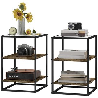 Lot De 2 Bout De Canapé 37 X 40 X 55,5 Cm, Brun Vintage