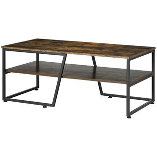 Table Basse Rectangulaire Au 1 Plateau Et 1 Étagère De Rangement Métal 106 X 55 X 45 Cm