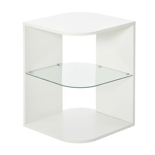 Bout De Canapé Design Contemporain - Étagère Verre Trempé Blanc