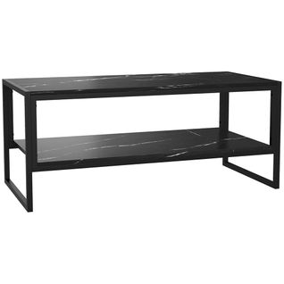 Table Basse Style Moderne Avec 2 Étagères 106 X 50 X 47 Cm Noir