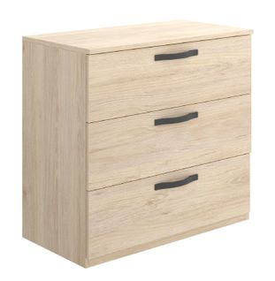 Commode Basse En Panneaux De Particules Mélaminés Coloris Naturel - L. 70.2 X P. 44.7 X H. 72.3 Cm