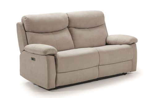 Canapé De 3 Places (2 Relax Électriques) En Tissu Couleur Crème - L. 190 X P. 90 X H. 103 Cm