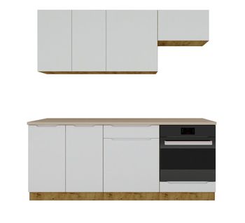 Cuisine Complète Isya 6 Éléments Couleur Gris Clair/artisan - Longueur 200 Cm