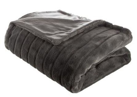 Plaid En Lin Coloris Gris Foncé - Dim : L 230 X L 180 Cm
