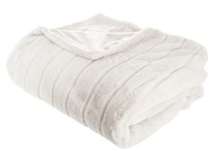 Plaid En Polyester Coloris Blanc - Dim : L 230 X L 180 Cm