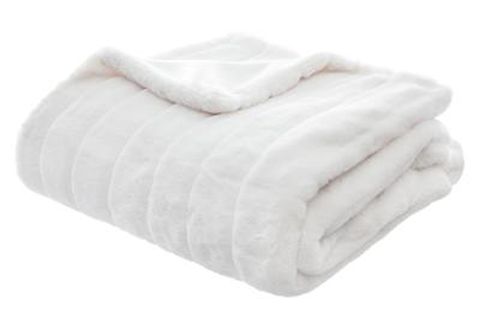 Plaid En Polyester Coloris Blanc - Dim : L 160 X L 120 Cm