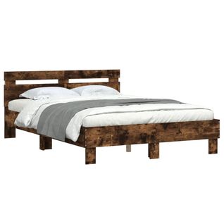 Lit Double Lit Adulte - Cadre De Lit Avec LED Chêne Fumé 120x190 Cm Li216