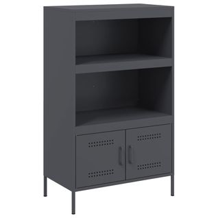 Buffet Haut - Meuble De Rangement Anthracite 68x39x113 Cm Acier Bf46