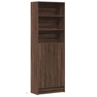 Buffet Haut - Meuble De Rangement Avec LED Chêne Marron 69x32,5x200cm Bois Ingénierie Bf55