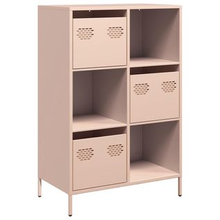 Buffet Haut - Meuble De Rangement Rose 68x39x103,5 Cm Acier Bf982
