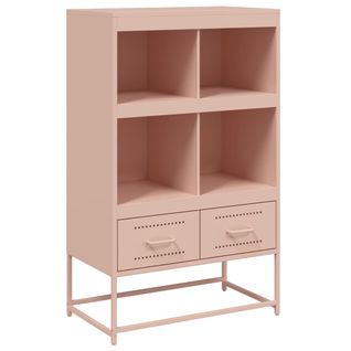 Buffet Haut - Meuble De Rangement Rose 68x39x111,5 Cm Acier Bf986