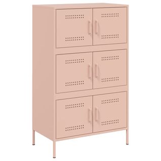 Buffet Haut - Meuble De Rangement Rose 68x39x113 Cm Acier Bf989